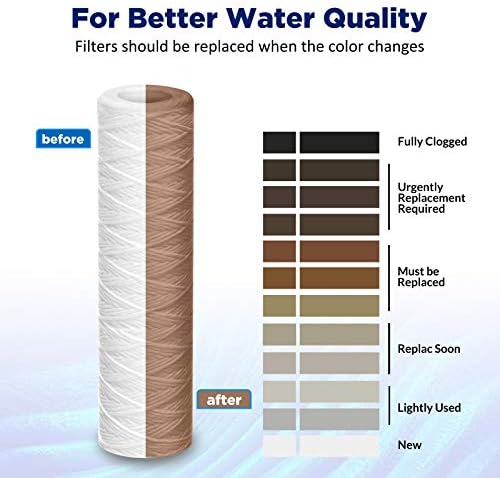 Membrane Solutions 5 Micron 10"x2.5" String Wound Whole House Water Filter Replacement Cartridge Universal Sediment Filters for Well Water - 6 Pack - Image 7