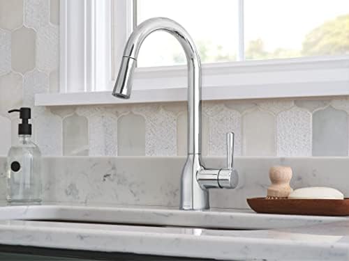 Moen Adler Chrome One-Handle High Arc Kitchen Sink Faucet with Power Clean, Modern Kitchen Faucet with Pull Down Sprayer, 87233 - Image 2