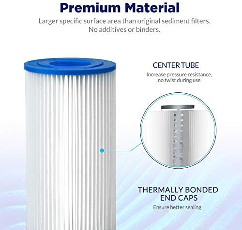 Membrane Solutions 50 Micron Pleated Polyester Sediment Water Filter 10"x2.5" Replacement Cartridge Universal Whole House Pre-Filter Compatible with W50PE, WFPFC3002, SPC-25-1050, FM-50-975 - 4 Pack - Image 4