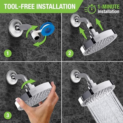 GURIN Shower Head High Pressure Rain, Luxury Bathroom Showerhead with Chrome Plated Finish, Adjustable Angles, Anti-Clogging Silicone Nozzles (2.5 GPM) - Image 3