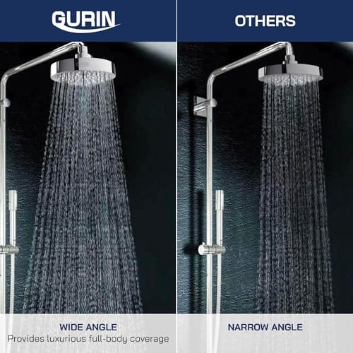 GURIN Shower Head High Pressure Rain, Luxury Bathroom Showerhead with Chrome Plated Finish, Adjustable Angles, Anti-Clogging Silicone Nozzles (2.5 GPM) - Image 7
