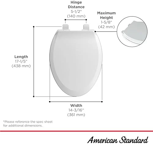 American Standard 5503A00B.020 Slow Elongated Closed Front Toilet Seat, White - Image 6