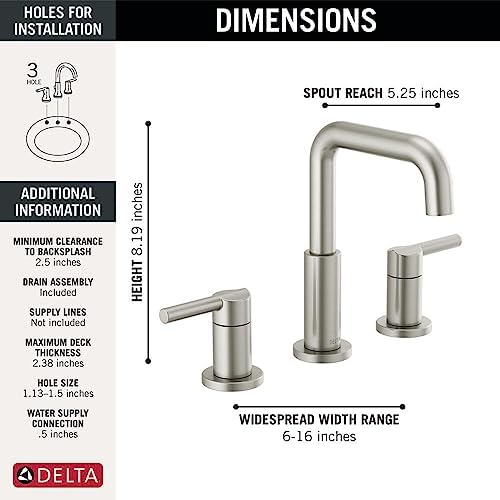 Delta 35849LF-SS Nicoli Bathroom Faucet, Lever Handle, Stainless - Image 5