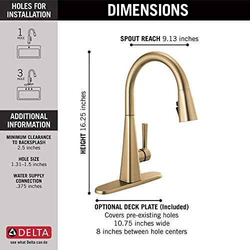 Delta 19802Z-CZ-DST Lenta Kitchen Faucet, Without Soap Dispenser, Champagne Bronze - Image 4