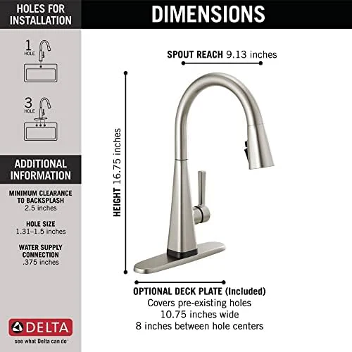 Delta Faucet Lenta Touch Kitchen Faucet Brushed Nickel, Kitchen Sink Faucets with Pull Down Sprayer, Touch2O Technology, SpotShield Stainless 19802TZ-SP-DST - Image 4