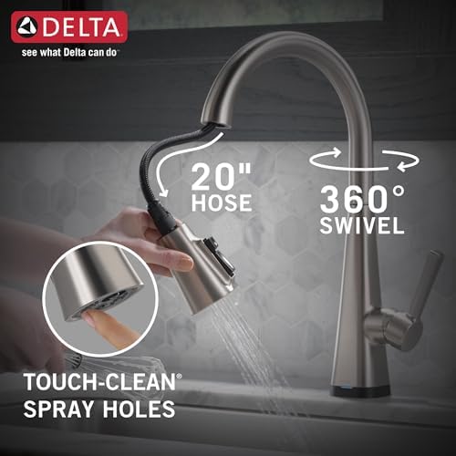 Delta Faucet Lenta Touch Kitchen Faucet Brushed Nickel, Kitchen Sink Faucets with Pull Down Sprayer, Touch2O Technology, SpotShield Stainless 19802TZ-SP-DST - Image 7