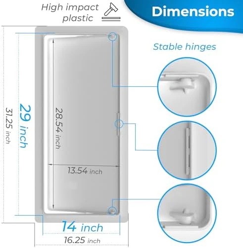 Access Panel for Drywall - 14 x 29 inch - Wall Hole Cover - Access Door - Plumbing Access Panel for Drywall - Heavy Durable Plastic White - Image 2