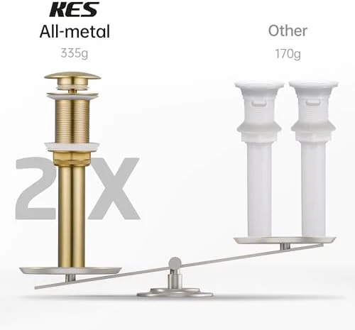 KES Sink Drain Without Overflow Bathroom Pop Up Drain Assembly Stopper Vessel Sink Brushed Gold for 1.6"-1.9" Sink Hole, All Metal Rustproof Brass and 304 Stainless Steel, S2008D-BZ - Image 3
