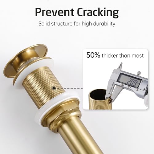 KES Sink Drain Without Overflow Bathroom Pop Up Drain Assembly Stopper Vessel Sink Brushed Gold for 1.6"-1.9" Sink Hole, All Metal Rustproof Brass and 304 Stainless Steel, S2008D-BZ - Image 4