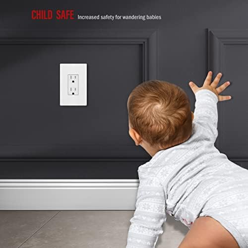 ENERLITES Screwless Decorator Wall Plate Child Safe Outlet Cover, Gloss Finish, Medium Size 1-Gang 4.88" H x 3.11" L, Unbreakable Polycarbonate Thermoplastic, SI8831M-W-10PCS, White - Image 5