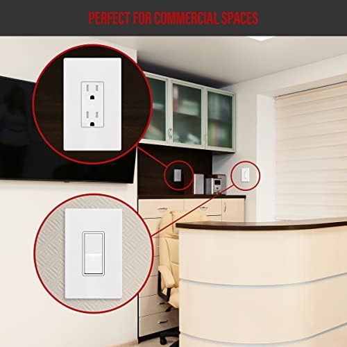 ENERLITES Screwless Decorator Wall Plate Child Safe Outlet Cover, Gloss Finish, Medium Size 1-Gang 4.88" H x 3.11" L, Unbreakable Polycarbonate Thermoplastic, SI8831M-W-10PCS, White - Image 8