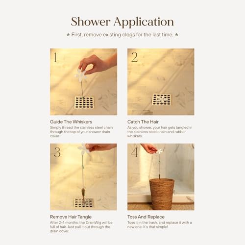 DrainWig Shower Drain Hair Catcher – Disposable White Flower (12-Pack) – No-Touch Hair Removal for Flat Shower Drains – As Seen on Shark Tank - Image 6
