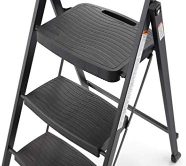 Rubbermaid 3-Step Steel Ladder, Folding Step Stool with Hand Grip and Non-Slip Feet, Black, Tested to ANSI US Safety Standards, No Assembly Required - Image 5