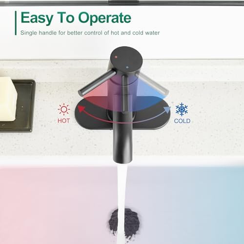 VOTON Black Bathroom Faucet Single Handle Matte Black Bathroom Sink Faucet Rv Lavatory Vessel Faucet for Bathroom Faucet 1 or 3 Hole with Deck Plate - Image 4