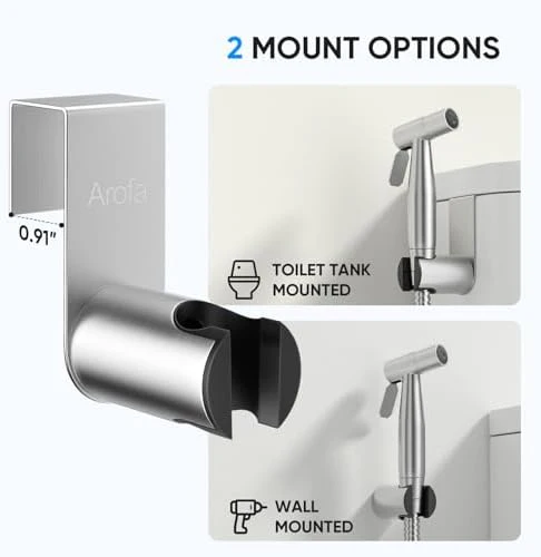 Arofa Handheld Toilet Bidet Sprayer for Toilet-Adjustable Water Pressure Control with Bidet Hose for Feminine Wash, Stainless Steel Brushed Nickel Bidet Faucet Cloth Diaper for Baby Wash - Image 5