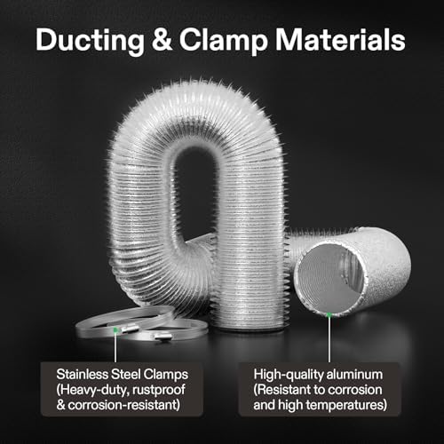 VIVOSUN 4 Inch 16 Feet Non-Insulated Flex Air Aluminum Ducting for HVAC Ventilation with 2 Stainless Steel Clamps - Image 4