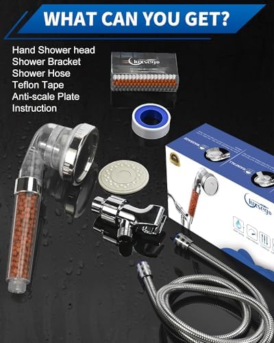 Luxsego Filtered Shower Head for Hard Water, High Pressure 3 Modes Shower Heads with Handheld Spray, Water Softener Showerhead Set with Mineral Beads to Remove Chlorine & Fluoride for Dry Hair & Skin - Image 9