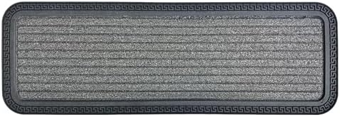 Indoor/Outdoor Hose-Wash Striped Design Non-Slip Rubber 10" x 30" Modern Stair Treads for Stairs, Garage, Patio, 5 Pack, Gray - Image 2