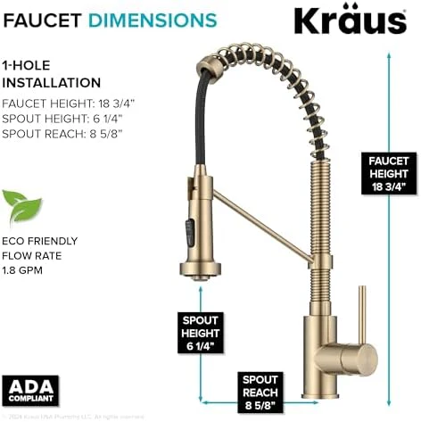 KRAUS Bolden Commercial Style 2-Function Single Handle Pull Down Kitchen Faucet in Spot-Free Antique Champagne Bronze, KPF-1610SFACB - Image 5
