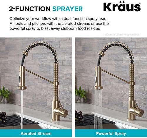 KRAUS Bolden Commercial Style 2-Function Single Handle Pull Down Kitchen Faucet in Spot-Free Antique Champagne Bronze, KPF-1610SFACB - Image 8