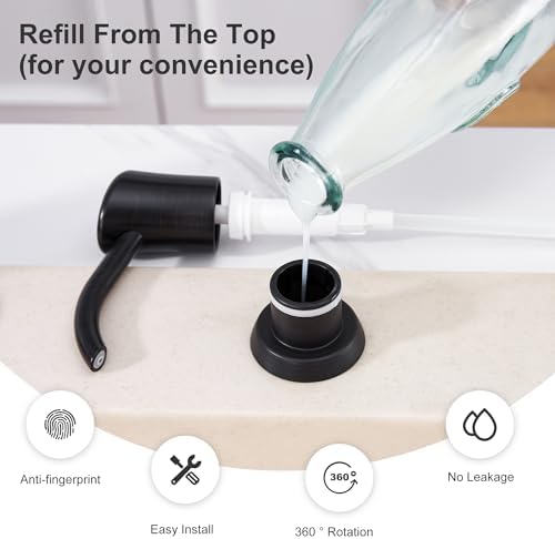 GAGALIFE Soap Dispenser for Kitchen Sink, ABS in Counter Soap Dispenser(Oil Rubbed Bronze), with 17 Ounce Large Pet Soap Bottle, Refill from The Top, Venetian Bronze - Image 6