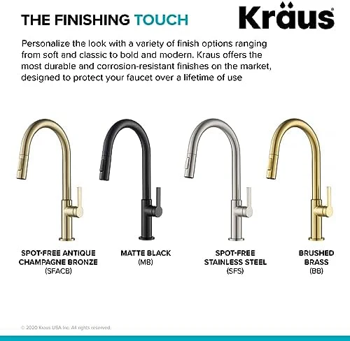 KRAUS Oletto Single Handle Pull Down Kitchen Faucet in Matte Black, KPF-2820MB - Image 11