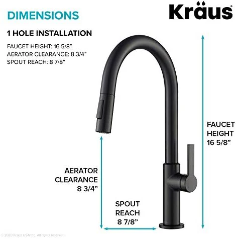 KRAUS Oletto Single Handle Pull Down Kitchen Faucet in Matte Black, KPF-2820MB - Image 3