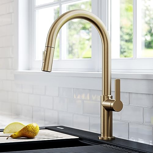 KRAUS Oletto Single Handle Pull Down Kitchen Faucet in Spot Free Antique Champagne Bronze, KPF-2820SFACB - Image 2