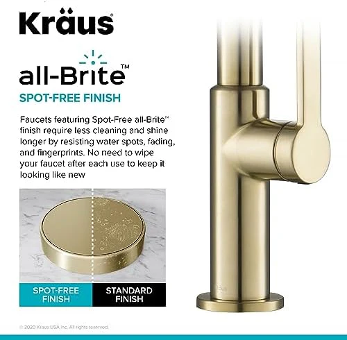 KRAUS Oletto Single Handle Pull Down Kitchen Faucet in Spot Free Antique Champagne Bronze, KPF-2820SFACB - Image 5