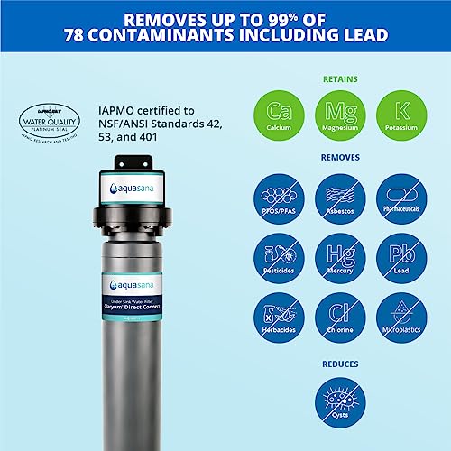 Aquasana Water Filter for Sink Faucet - Reduces 99% of 78 Contaminants Including Chlorine & Lead from Tap Water - Under Sink Filtration - Claryum Direct Connect - Image 5