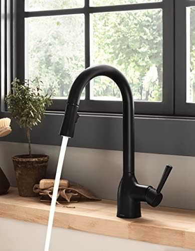 Moen Adler Matte Black One-Handle High Arc Kitchen Sink Faucet with Power Clean, Modern Kitchen Faucet with Pull Down Sprayer, 87233BL - Image 8
