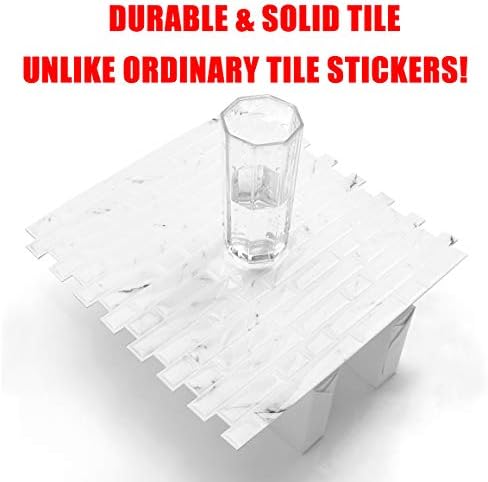 STICKGOO 10-Sheet White Marble Look Peel & Stick Backsplash, 12”X12” Stick on Wall Tiles for Kitchen Backspalsh (Thicker Design) - Image 3