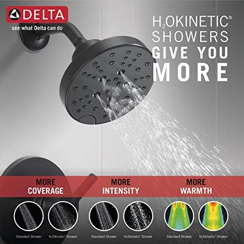 Delta Faucet Nicoli 14 Series Single-Handle Tub and Shower Trim Kit, Shower Faucet with 5-Spray H2Okinetic Shower Head, Matte Black 144749-BL (Shower Valve Included) - Image 5