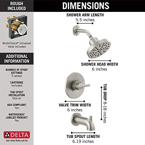 Delta 144749-SS Nicoli Faucet, With Shower Head, Stainless - Image 4