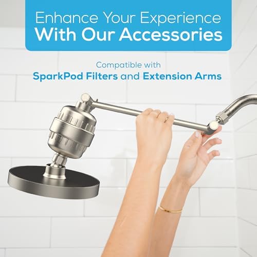 SparkPod Shower Head - High Pressure Rain - Premium Quality Luxury Design - 1-Min Install - Easy Clean Adjustable Replacement for Your Bathroom Shower Heads (Elegant Brushed Nickel, 6 Inch Round) - Image 7