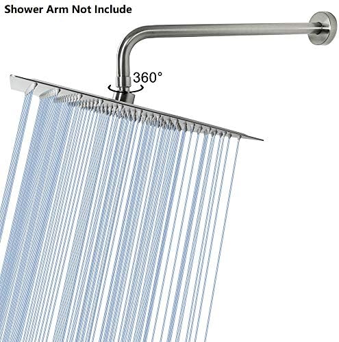 NearMoon Rain Shower Head, High Flow Stainless Steel Square Rainfall Shower, Waterfall Bath Shower Body Covering, Ceiling or Wall Mount (12 Inch, Brushed Nickel) - Image 7