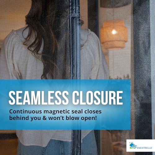 Fenestrelle Magnetic Screen Door for French & Sliding Door, Large Pet & Kids, Keep Bugs Out, Heavy Fiberglass Mesh, Self Closing Continuous Magnetic Seal (Fits Door Size 70"x80", White Trim) - Image 4