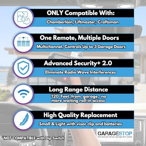 Garage Stop 2X for 893LM 893Max 891LM 371LM 373LM 971LM 973LM LiftMaster Craftsman Chamberlain Garage Door Remote, for 5 Learn Button, Garage Door Opener Remote - Image 3