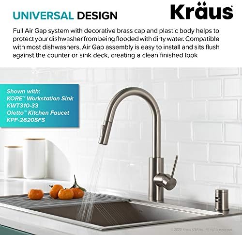 KRAUS Dishwasher Air Gap in Spot Free All-Brite™ Stainless Steel, KAG-1SFS - Image 2