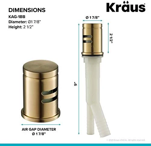 KRAUS Dishwasher Air Gap in Brushed Brass, KAG-1BB - Image 3