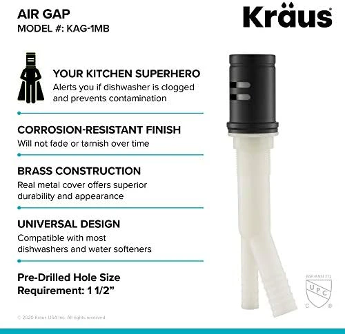 KRAUS Dishwasher Air Gap in Matte Black, KAG-1MB - Image 4