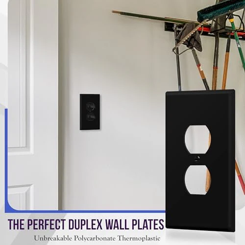 ENERLITES Duplex Receptacle Outlet Wall Plate, Jumbo Electrical Outlet Covers, Oversized 1-Gang 5.51" x 3.50", Polycarbonate Thermoplastic, 8821O-BK-10PCS, Glossy Finish, Black, 10 Pack - Image 3