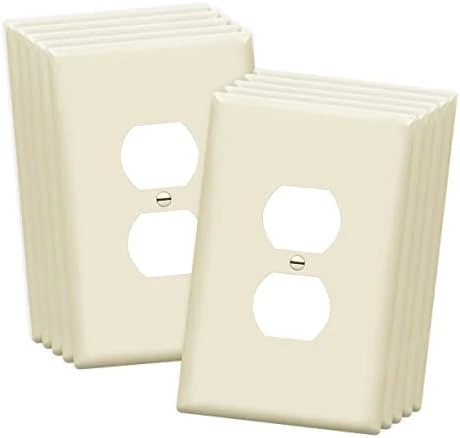 ENERLITES Duplex Receptacle Outlet Wall Plate, Jumbo Electrical Outlet Covers, Gloss Finish, Oversized 1-Gang 5.51" x 3.50", Polycarbonate Thermoplastic, 8821O-LA-10PCS, Light Almond, 10 Pack