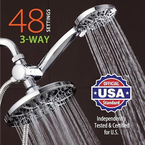 AquaDance for California - 7" Premium High Pressure 3-Way Rainfall Combo for Best of Both Worlds - Enjoy Luxury 6-Setting Rain Showerhead and Hand Held Shower Separately or Together - Chrome Finish - Image 2