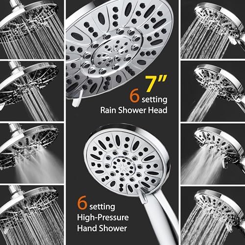 AquaDance for California - 7" Premium High Pressure 3-Way Rainfall Combo for Best of Both Worlds - Enjoy Luxury 6-Setting Rain Showerhead and Hand Held Shower Separately or Together - Chrome Finish - Image 3