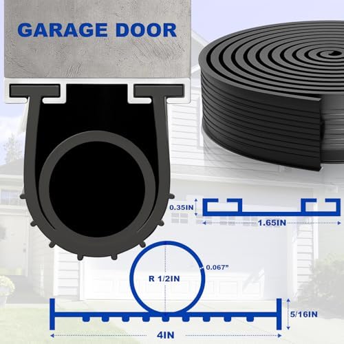 DGSL Garage Door Seals Bottom Rubber,Weather Stripping Sealing Strip Replacement, Universal Weatherproof Threshold Buffering (Black, 10Ft) - Image 3