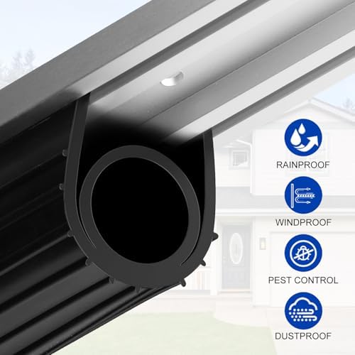 DGSL Garage Door Seals Bottom Rubber,Weather Stripping Sealing Strip Replacement, Universal Weatherproof Threshold Buffering (Black, 10Ft) - Image 5