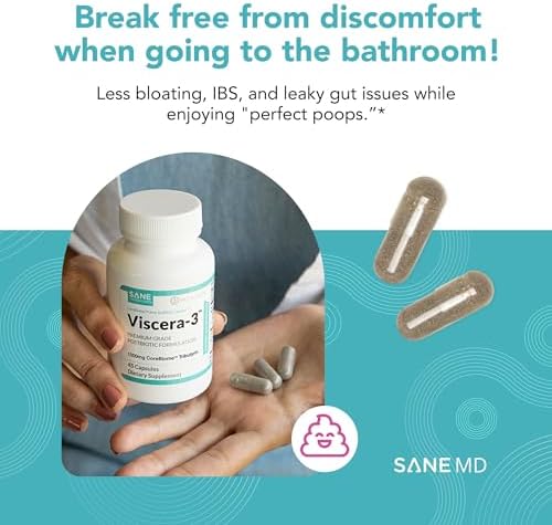 SANE MD - Viscera 3 Postbiotics with Tributyrin - Sodium Butyrate Supplement for Gas and Bloating Relief - Gut Health - IBS & Leaky Gut Butyric Acid Supplement - NSF Certified - 30 Capsules - Image 5