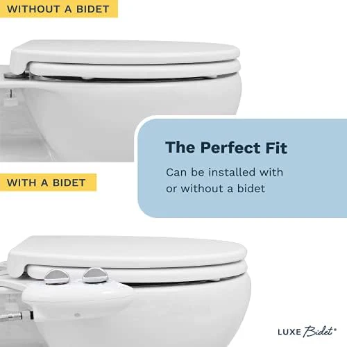 LUXE TS1008R Round Comfort Fit Toilet Seat with Slow Close, Quick Release Hinges, and Non-Slip Bumpers (White) - Image 2