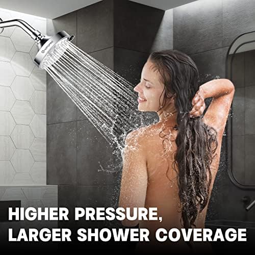 HOPOPRO 5-Mode High Pressure Shower Head - The Washington Post, NBC News, Today TV Show Recommended - High Flow Fixed Showerheads (4 Inch Silver) - Image 5